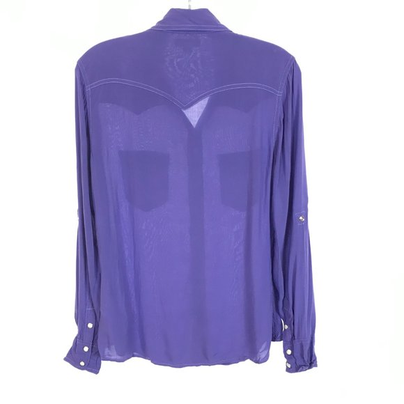 Womens Size Small True Religion Western Pearl Snap Button West Cryst Shirt Top - Picture 4 of 4
